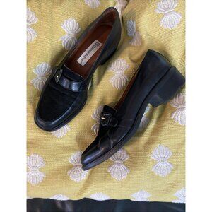 VTG Etienne Aigner Shoes Oxford Loafers Suede Leather Black Dark Academia Sz 7.5